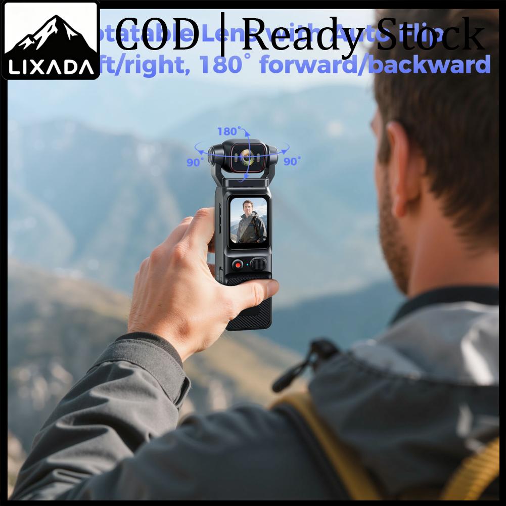 LIXADA 4Kกล้องวิดีโอแบบใช้มือถือHD 180 ° หัวหมุนWiFi 6 แกนGyro Stabilizationมุมกว้างกล้องวิดีโอแบบใช้มือถือพร้อมAPPสำหรับเดินทาง ราคา 2,333 บาท*ส่งฟรี