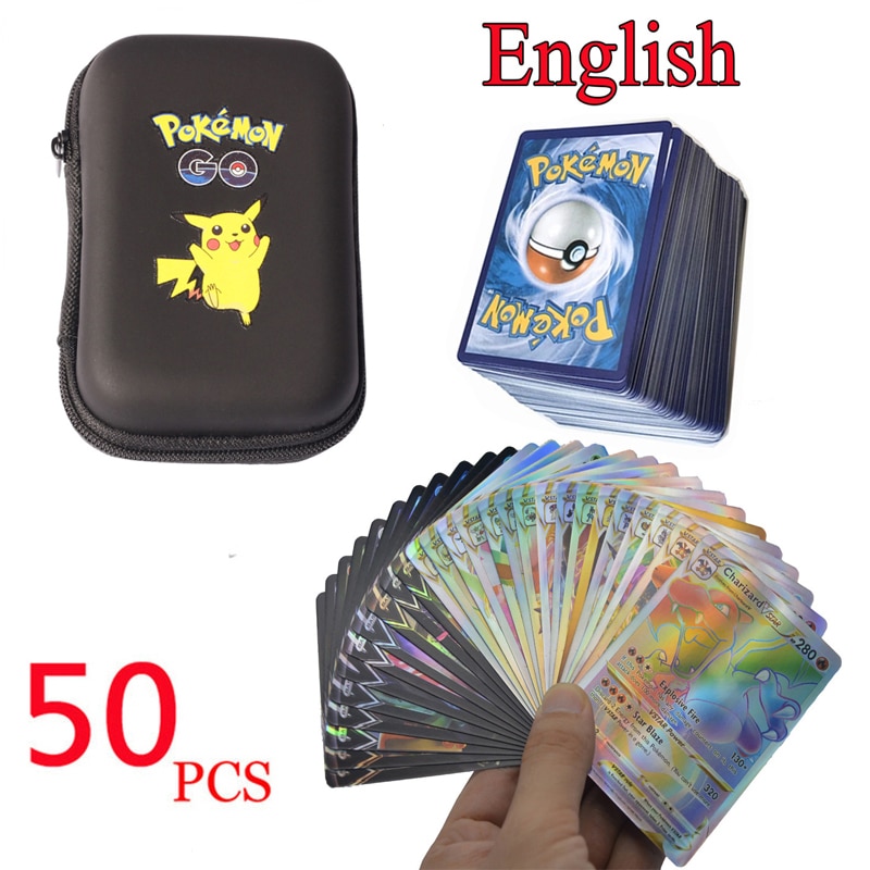 Trò Chơi 50Pcs Chủ Album Đồ Chơi Pikachu Cứng Trường Hợp Cuốn Sách Lưu Trữ Bộ sưu tập hộp Pháp Bồ Đào Nha Tây Ban Nha Hàn Quốc Thẻ Qsv