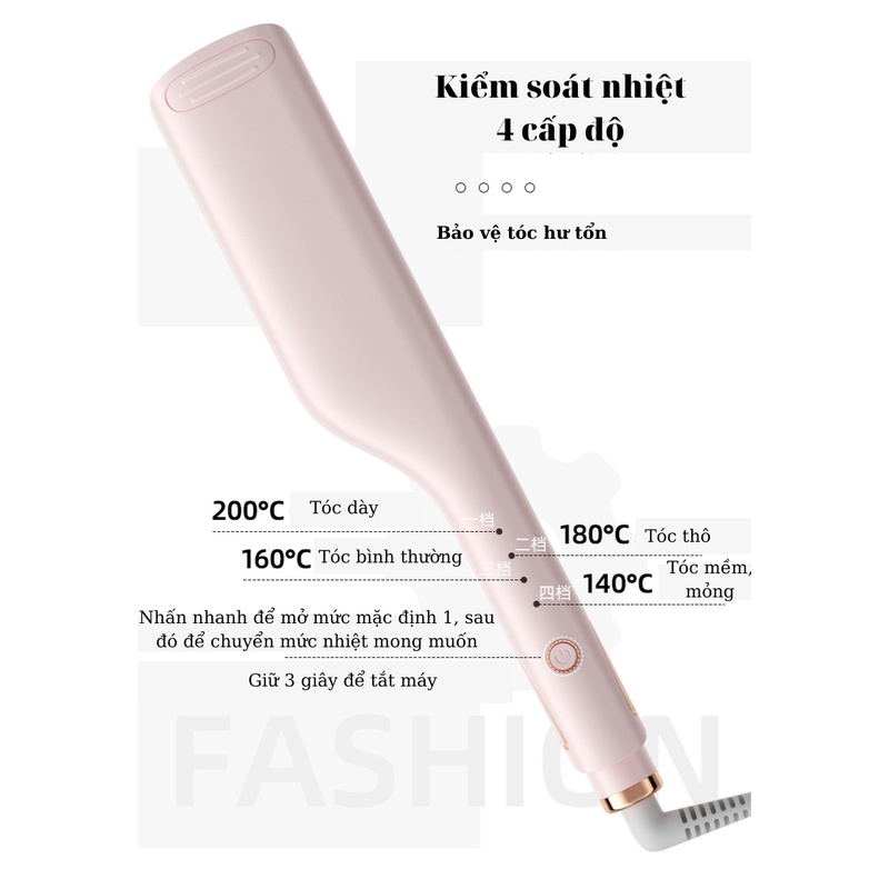 Máy uốn tóc xoăn sóng nước Hippie LIG 2 trục 4 mức nhiệt trục 25mm, 28mm tráng men gốm chống hư tổn cho tóc