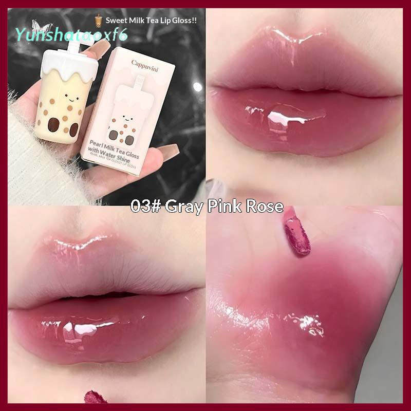 yunshataoxf Cappuvini Dễ Thương Trà Sữa Cup Hình Nước Ánh Sáng Son Bóng Lâu Dài Không Phai Gương Nước Trái Cây Nhuộm Lip Tint Cho Phụ Nữ Trang Điểm - 4
