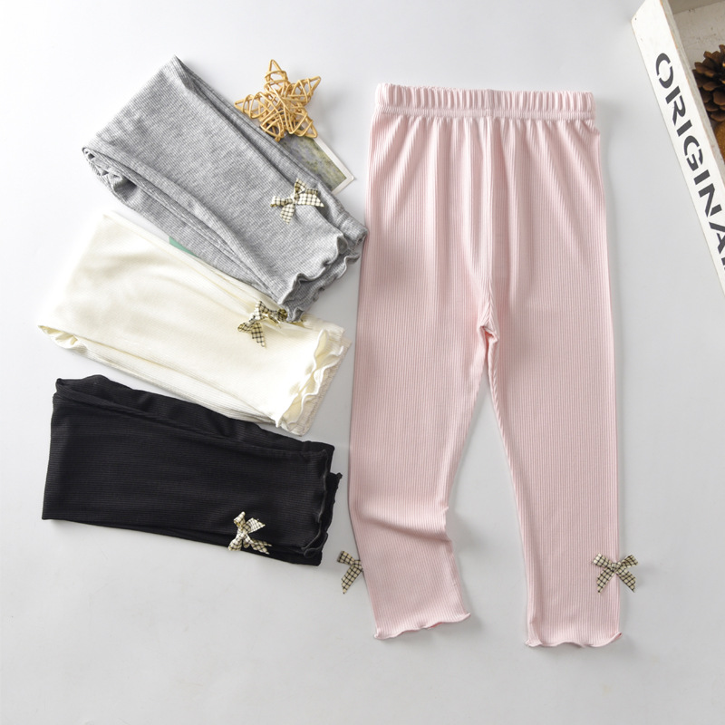 AISAMEFE 2024 New Summer Children's Pants Mesh Bow Wooden Ear Edge Children's Pants ราคา 220 บาท*ส่งฟรี