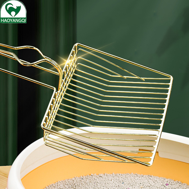 Kim loại cát đi vệ sinh cho mèo xẻng mèo poop Xẻng xúc cát đi vệ sinh cho mèo lớn lỗ nhỏ lỗ mịn Bentonite cực lớn xẻng đậu phụ cát