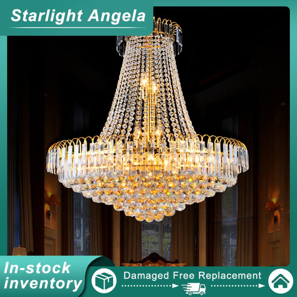 60x70cm， Duplex Villa Staircase Light, Cylindrical Crystal Chandelier, European Luxury High-end Design, Dining Room, Living Room, Bedroom, Dining Room, Hotel Lobby Chandelier ราคา 8,234 บาท*ส่งฟรี