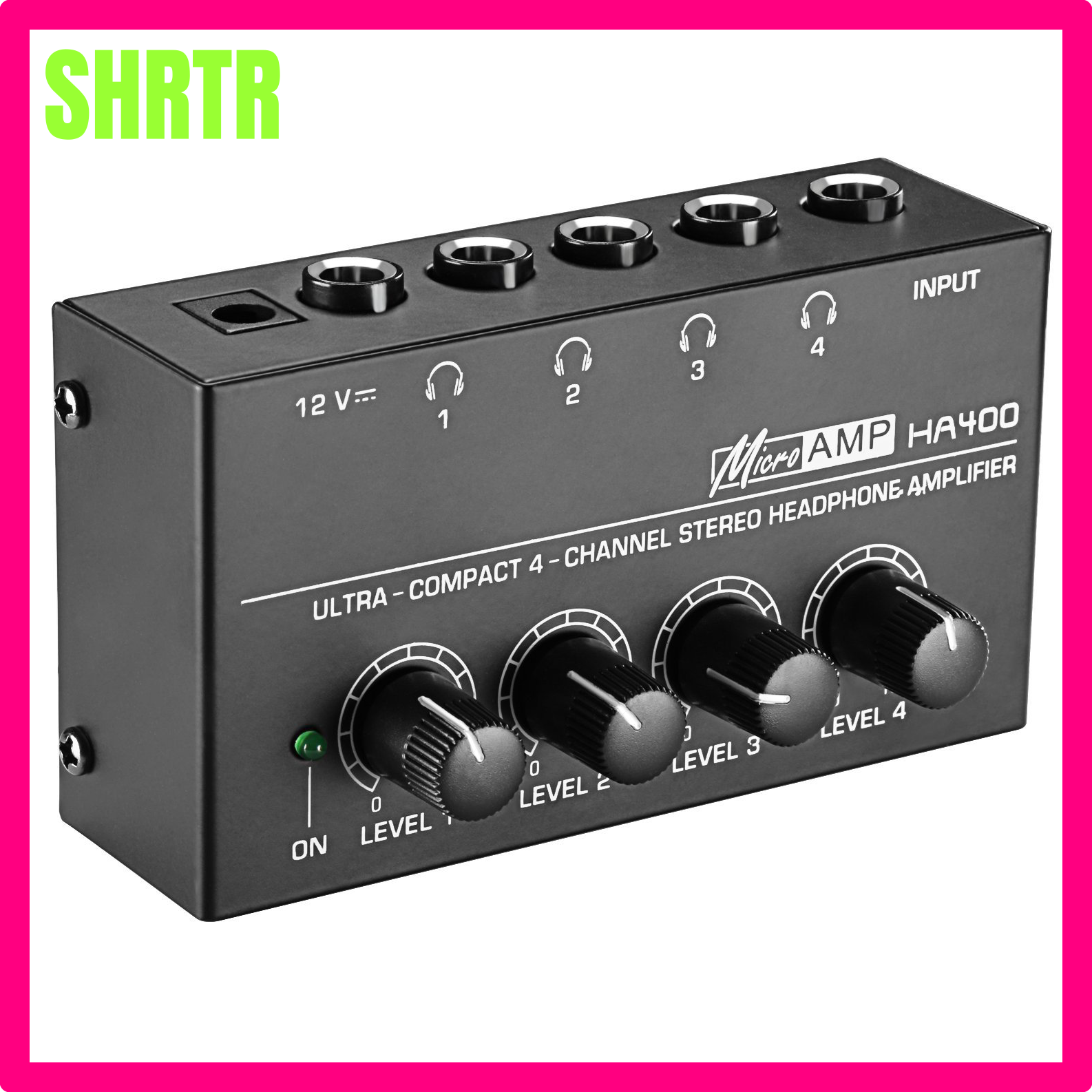 SHRTR HA400 หูฟังแอมพลิฟายเออร์ 4 ช่องมินิสเตอริโอหูฟังแอมพลิฟายเออร์เสียงขนาดกะทัดรัดพิเศษพร้อมอะแดปเตอร์ไฟฟ้า EU US Plug Adapter DGERF ราคา  929 บาท*ส่งฟรี