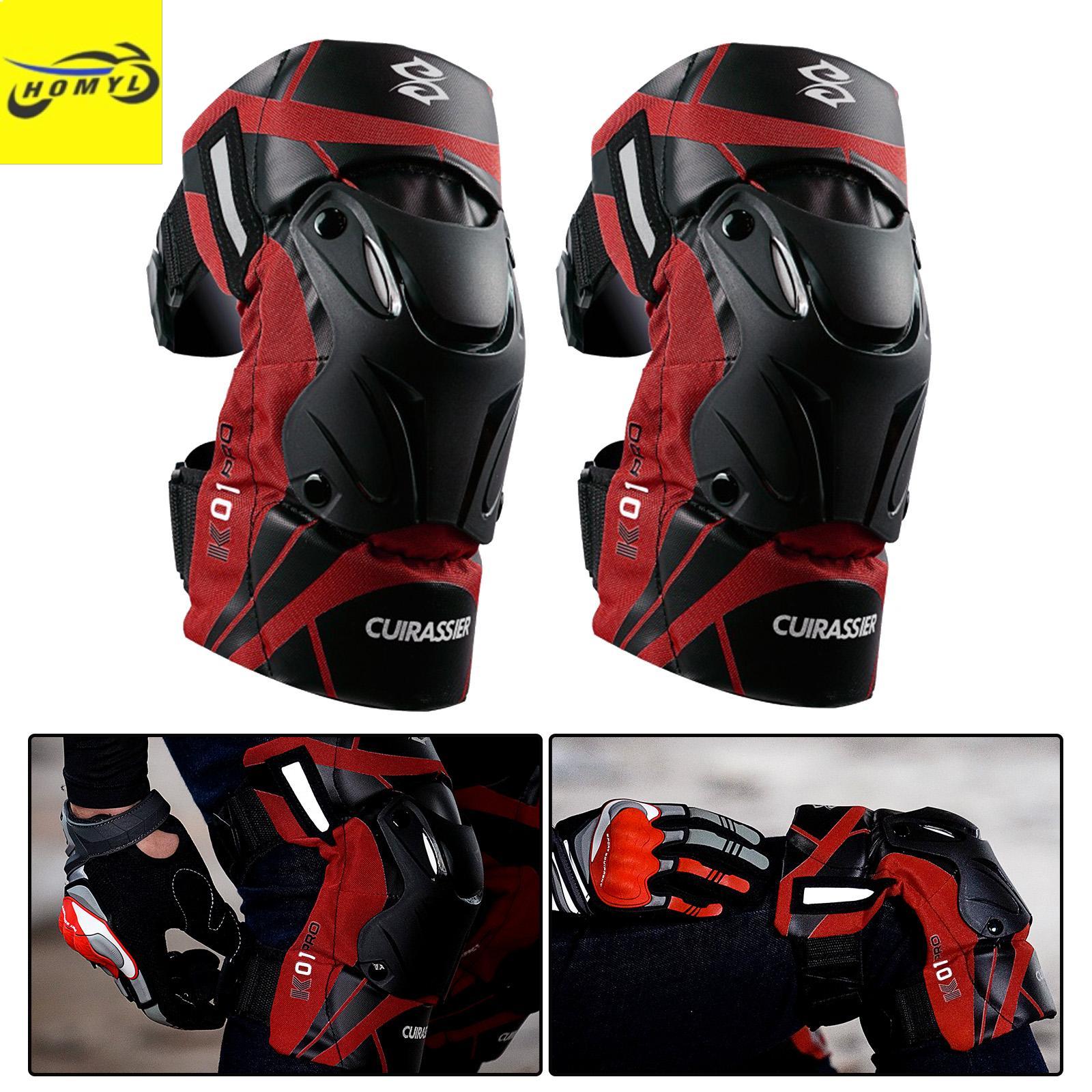 Homyl 2Pcs Motorcycle Knee Pads, Adjustable Protector for Motocross Racing