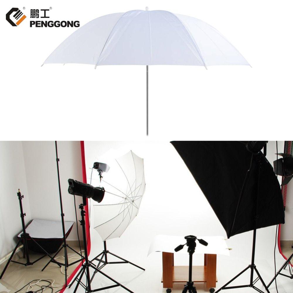 PENGONG Mềm màu trắng Ô chụp ảnh 50cm/ 20inch Tay cầm kim loại Đèn phản quang chụp ảnh Di động Vải nhẹ Máy khuếch tán ô chiếu sáng Studio ảnh