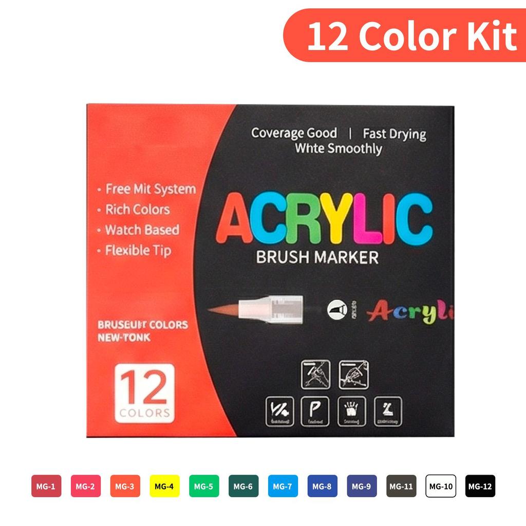 60 Colors Acrylic Paint Markers Direct Liquid No Pressing Brush Tip High Coverage Waterproof for Artists DIY Enthusiasts Viral Trending Art Supplies for Canvas Painting Graffiti DIY Crafts