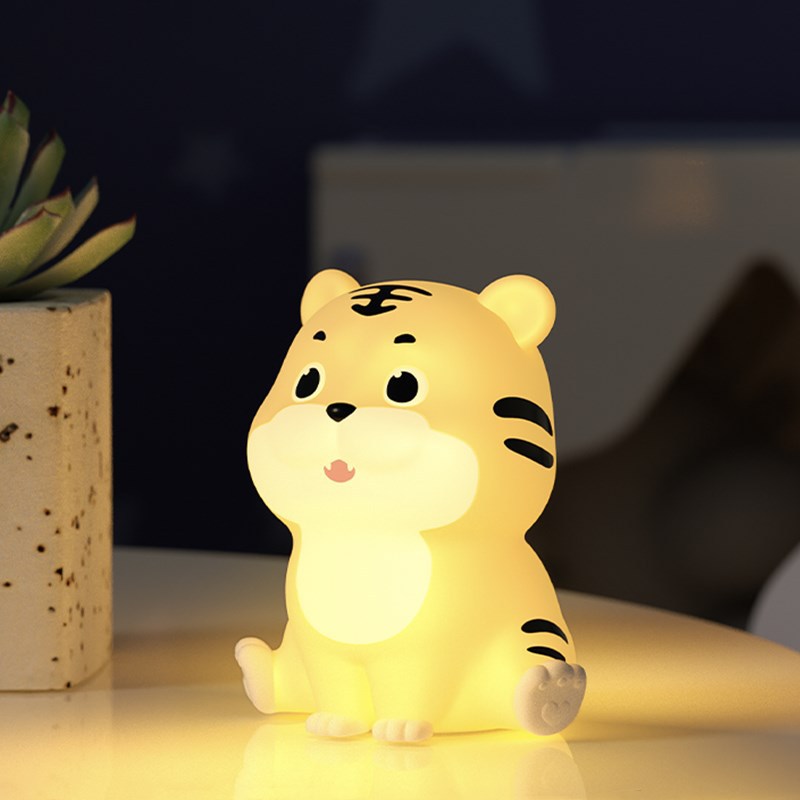 Hổ hoạt hình Silicone đèn ban đêm USB dễ thương đèn vỗ Sạc Giường LED Ánh Sáng Mềm Mại Thời Gian Mờ đèn ngủ Cạnh Giường Ngủ