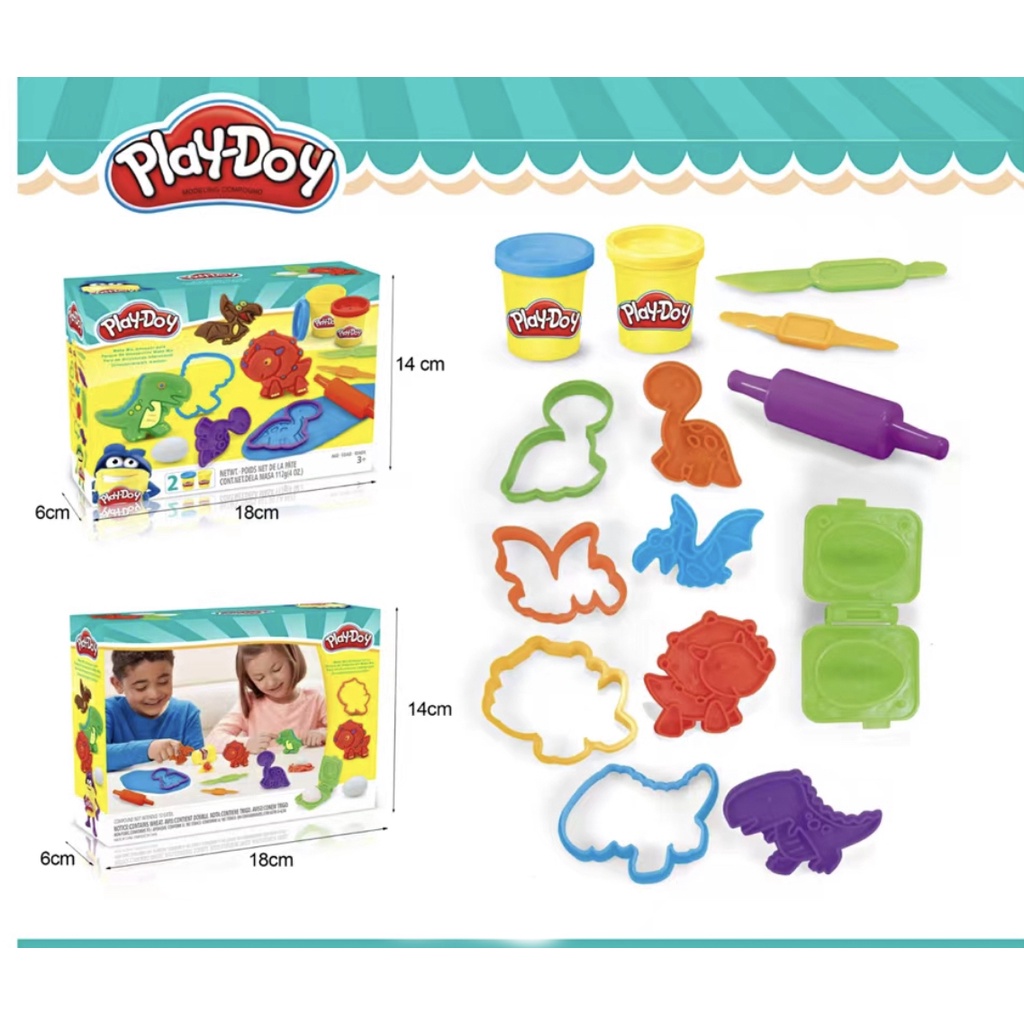 Dinosaur clay set colored clay toy set play doy toy set dinosaur model toy safe and non-toxic Ready stock in Manila fast shipping