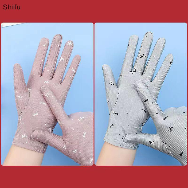 [ShiFu] Women Driving Riding Mitten Sunscreen Gloves Female Summer Breathable Elastic Sun Protection