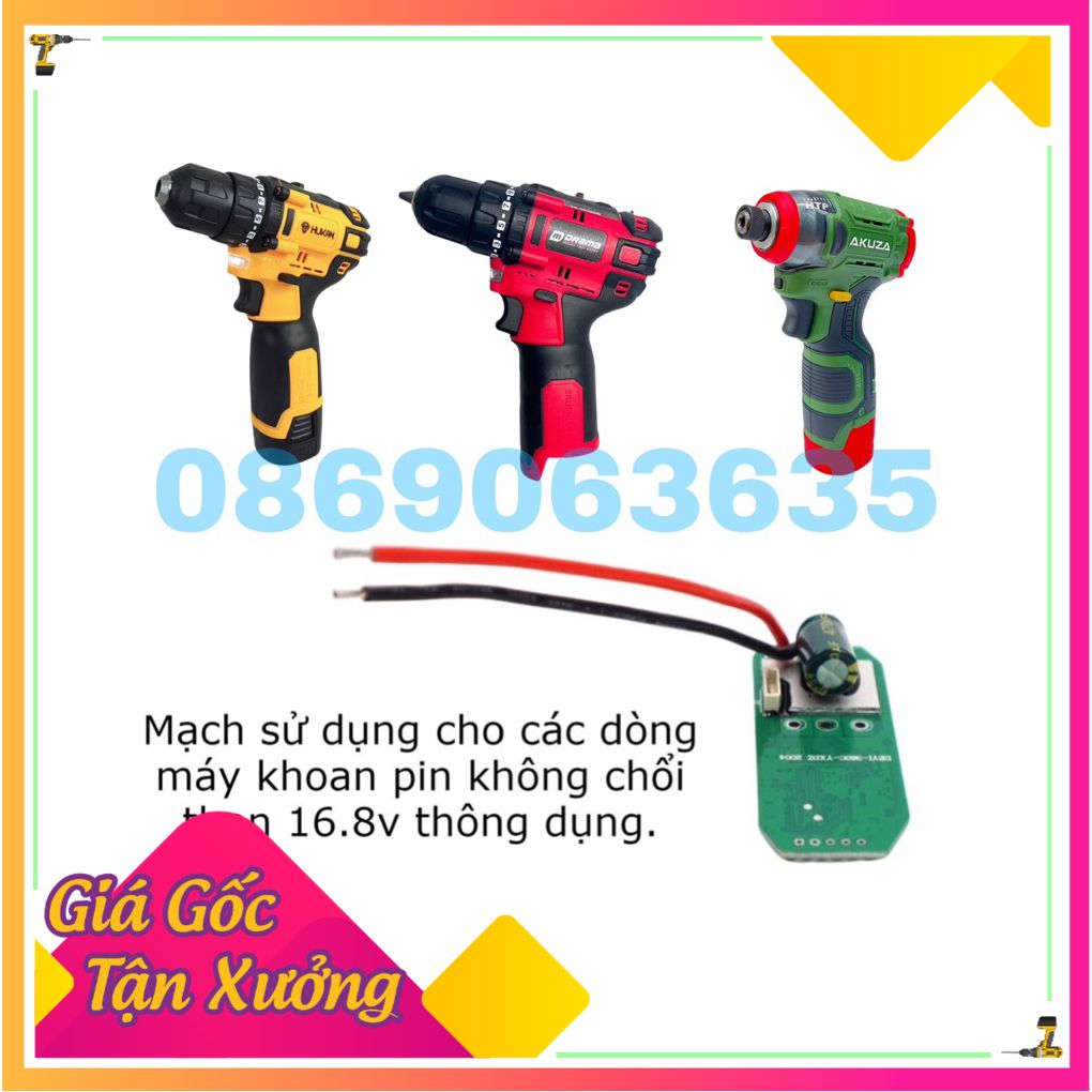 mạch điều khiển thay thế cho máy khoan pin  máy chuyên vít 4 cell HUKAN DRAMA AKUZA không chổi than