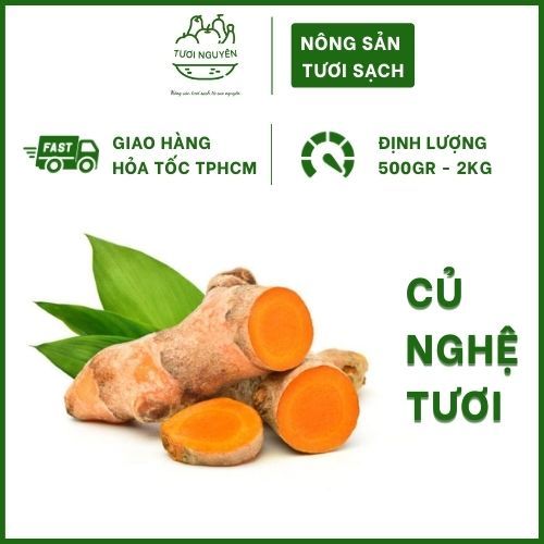 Củ nghệ Tươi Nguyên Farm, 1kg nghệ tươi nhà trồng tự nhiên, ruột vàng cam, thơm nồng, giàu curcumin tốt cho sức khỏe