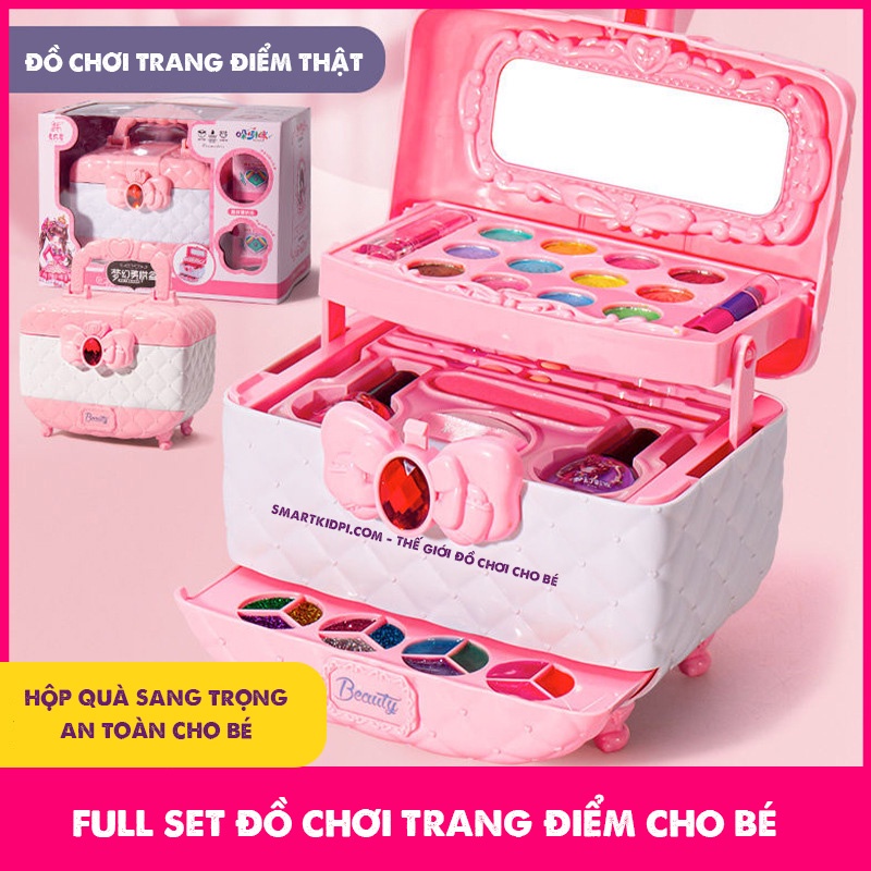 - Đồ chơi trang điểm cho bé gái màu hồng cao cấp - bộ đồ chơi hộp trang điểm cho bé gái