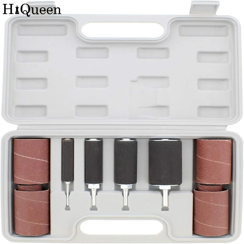 Hiqueen 20 cái máy khoan Chà nhám Bộ Trống máy nhám gỗ tập tin đính kèm với trục chính Sander tay áo công cụ mang trường hợp cho khắc gỗ