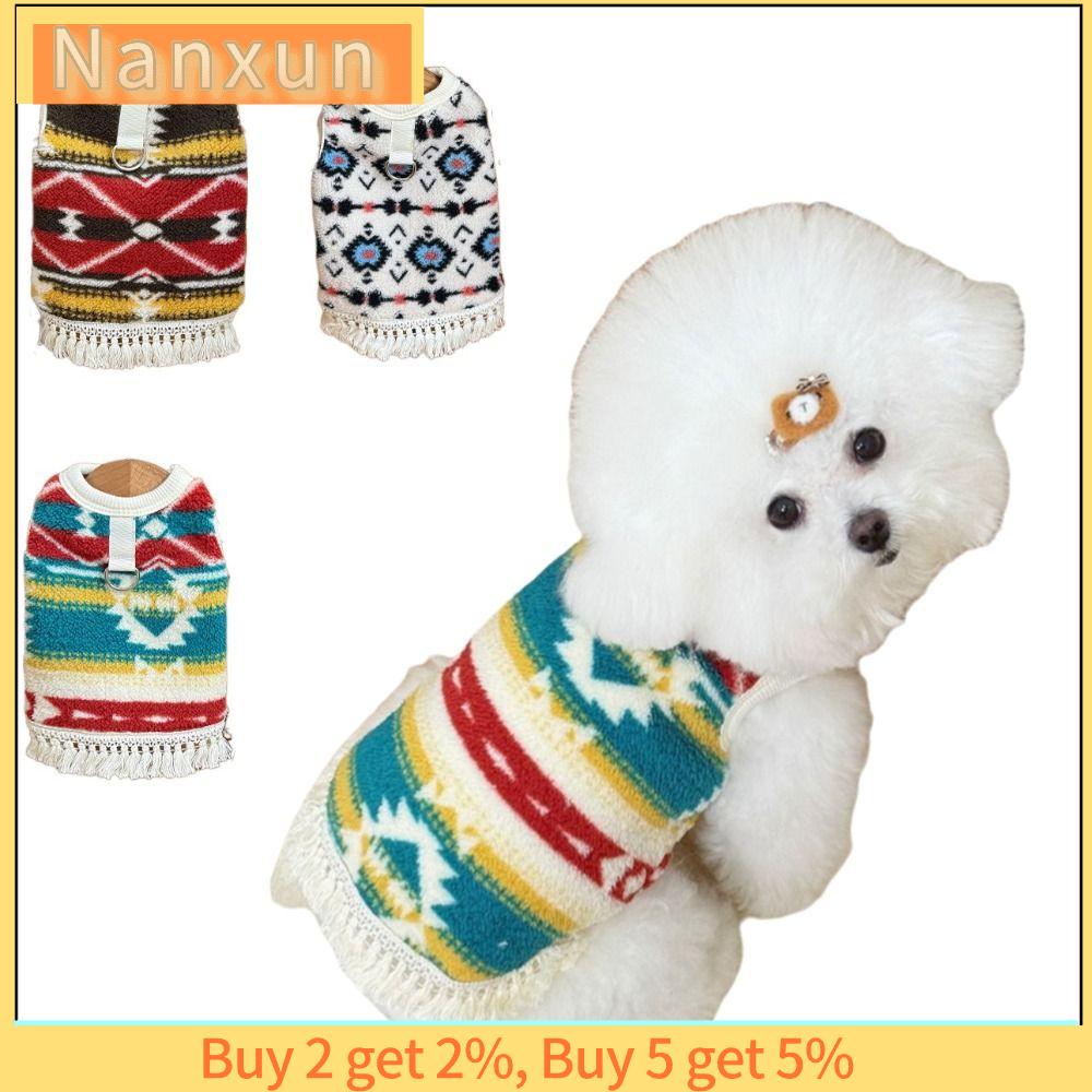 NWSJ Chất liệu ấm áp Áo len cho thú cưng Ấm cúng Thiết kế dễ thương Áo vest cho chó con Mẫu sắc tộc Quần áo thú cưng Mùa đông