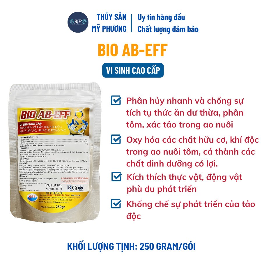 BIO AB - EFF vi sinh cao cấp giúp phân huỷ và hấp thu khí độc, xử lí đáy ao, hạn chế rong tảo