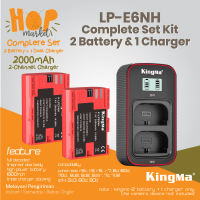 KingMa Set Baterai Charger LP-E6NH LCD Paket Battery dengan Dual Charging Compatible untuk Canon EOS DSLR R Series LP E6 NH 2000mAh