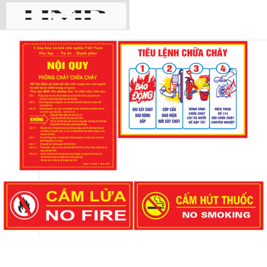 (PCCC) bảng Nội quy,Tiêu lệnh, cấm hút thuốᴄ,phòng cháy ᴄhữa cháy,cấm lửa,