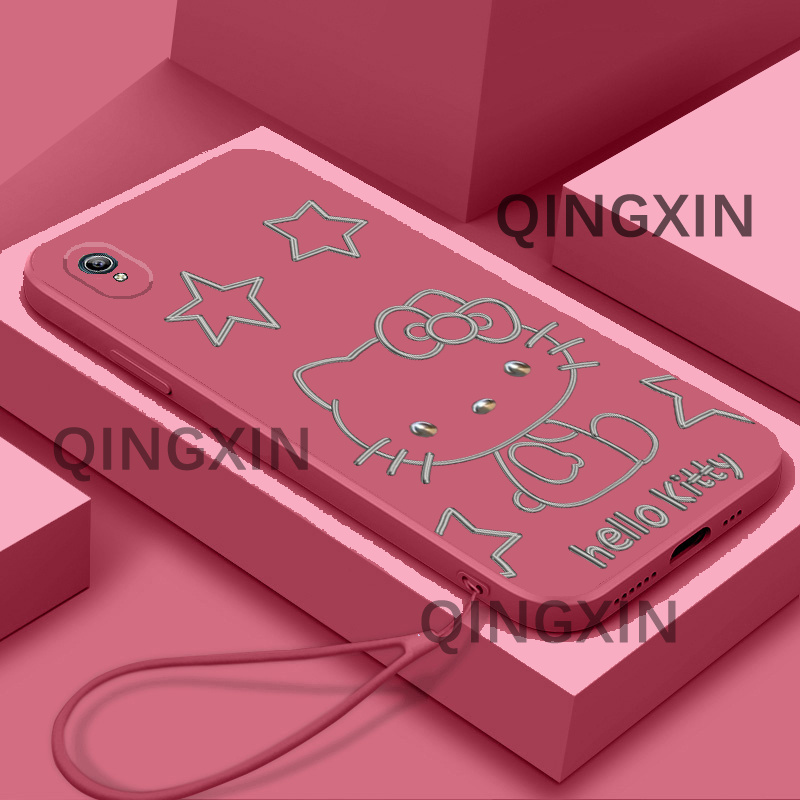 Cho OPPO A37 vỏ điện thoại 3D hoạt hình dễ thương thời trang vuông Hello Kitty vỏ điện thoại vỏ lưng bảo vệ chống sốc mềm