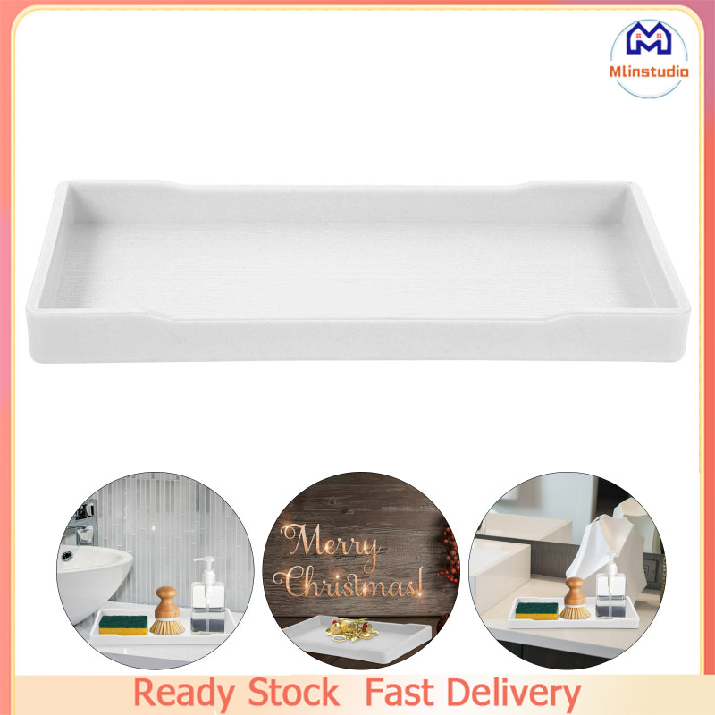 Mlinstudio Rectangle Bathroom Countertop Tray Dressing Table Melamine Jewelry Holder Towel Storage