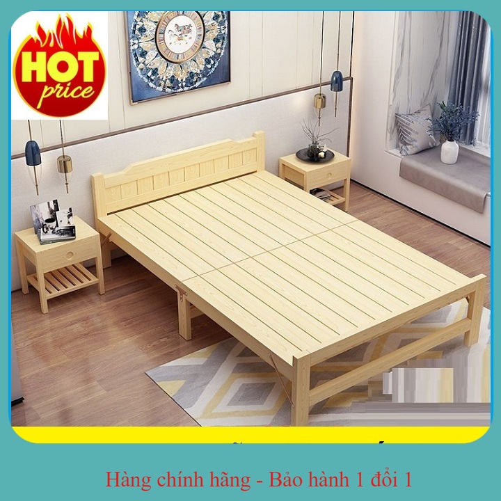 Giường gỗ thông gấp gọn  không cần lắp đặt - Giường gỗ xếp gọn - Giường gấp đôi  - 5 kích thước - kèm ảnh thật