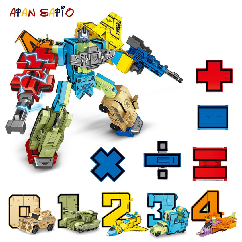 10PCS Transformation Number Robot Toy Building Blocks Deformation Pocket Morphers Educational Action