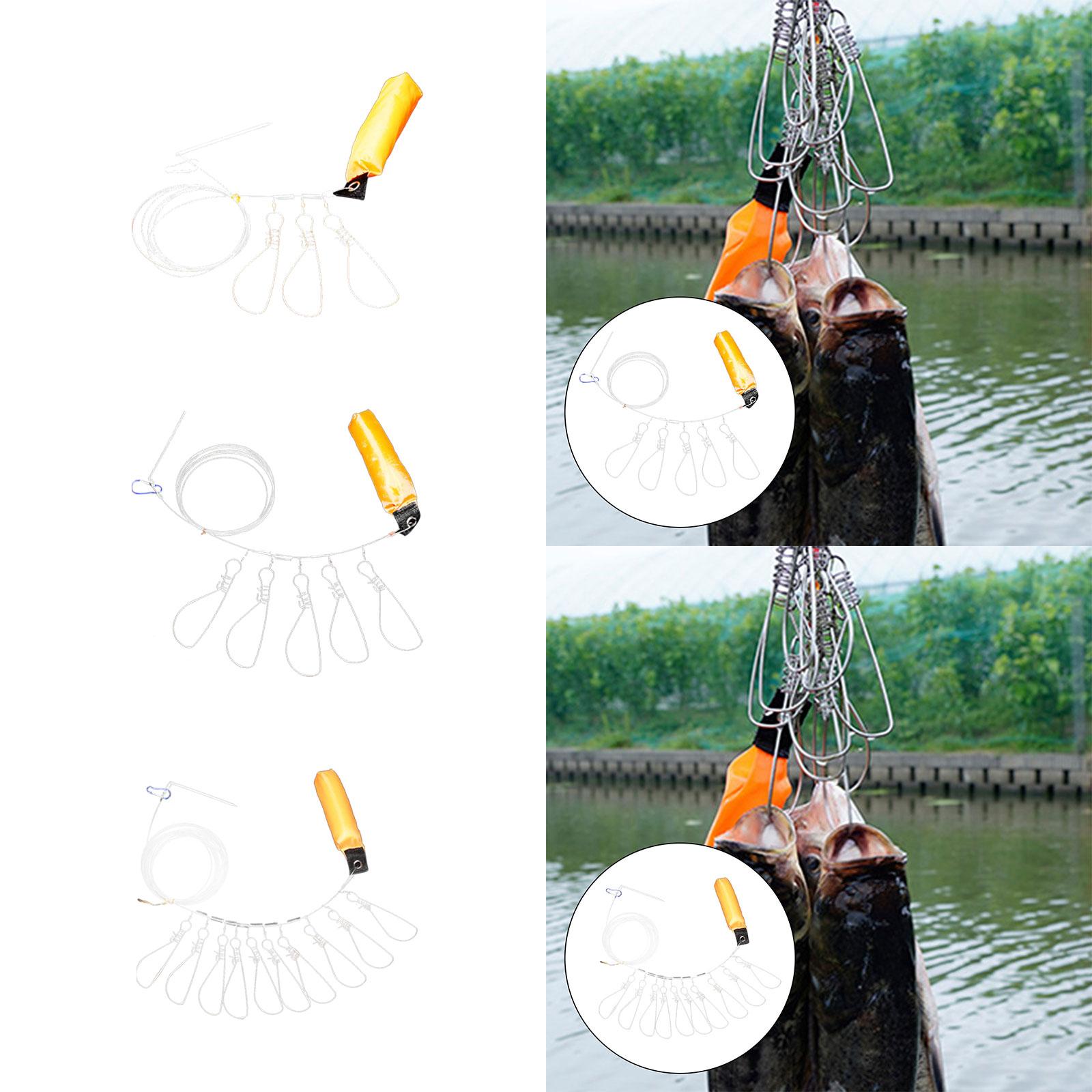 Fishing Stringer Clip, Heavy Duty Stainless Steel Kayak Fish Stringer Fishing Lock Cable with Buckle
