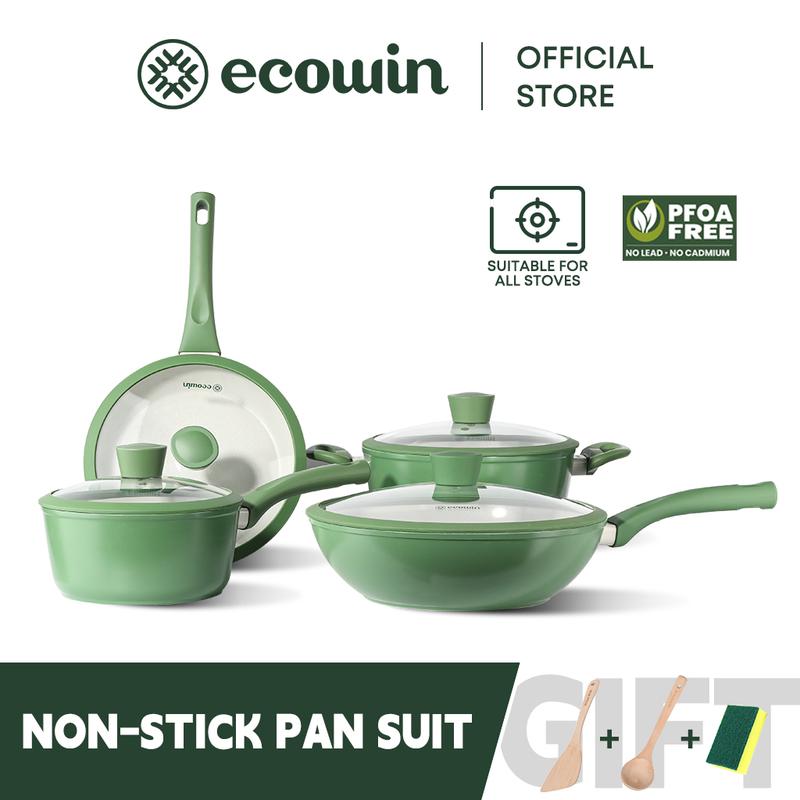 Bộ đồ EcoWin-4-Piece, chảo chống dính, chảo sâu, chảo rán, chảo rán, nồi súp