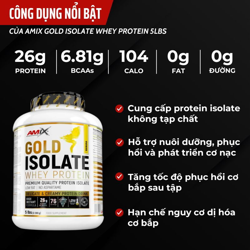 Combo Sữa Tăng Cơ Amix Gold Whey Protein Isolate 5lbs + Amix Creatine Creapure Chính Hãng