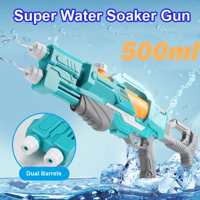 500ml High-Capacity Dual Barrels Super Water Soaker Gun Water Blaster Toy Swimming Pool Beach Sand Water Fighting Toy