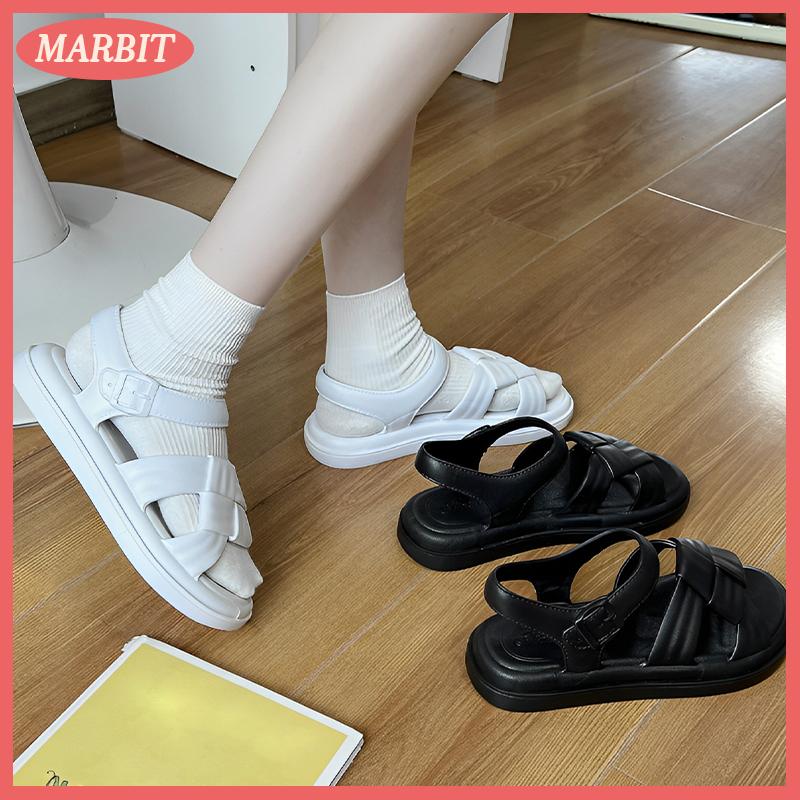 MARBIT Hot Sale รองเท้าแตะผู้หญิงสไตล์ใหม่สำหรับฤดูร้อน2025พื้นรองเท้าส้นหนาสไตล์โรมันพื้นรองเท้าด้านนอกรองเท้านุ่มสไตล์นางฟ้า ราคา 106 บาท*ส่งฟรี