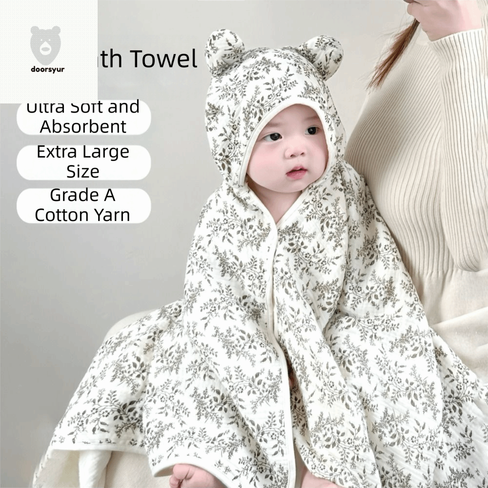 DOORSYUR Một lớp Khăn tắm có mũ cho trẻ sơ sinh Kết cấu mềm mại In hình gấu Khăn quấn em bé Khăn tắm Áo choàng Gạc cotton nguyên chất Chăm sóc trẻ sơ sinh Giá 221,754 Đồng*Miễn phí vận chuyển