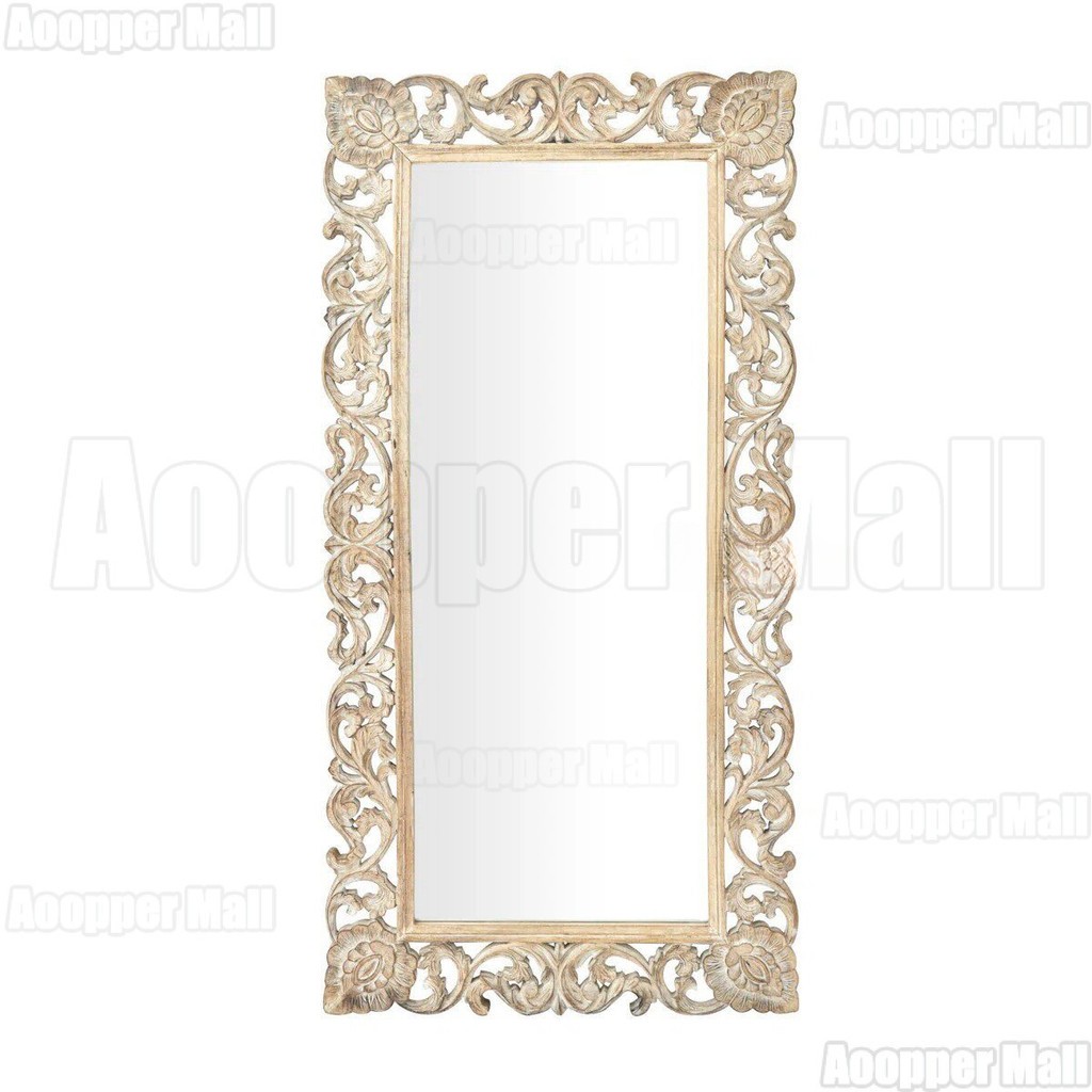 Living Room Wall Mounted Dressing Mirror French R Carved Floor Mirror Antique Style Vintage Full-length Mirror Fitting Mirror