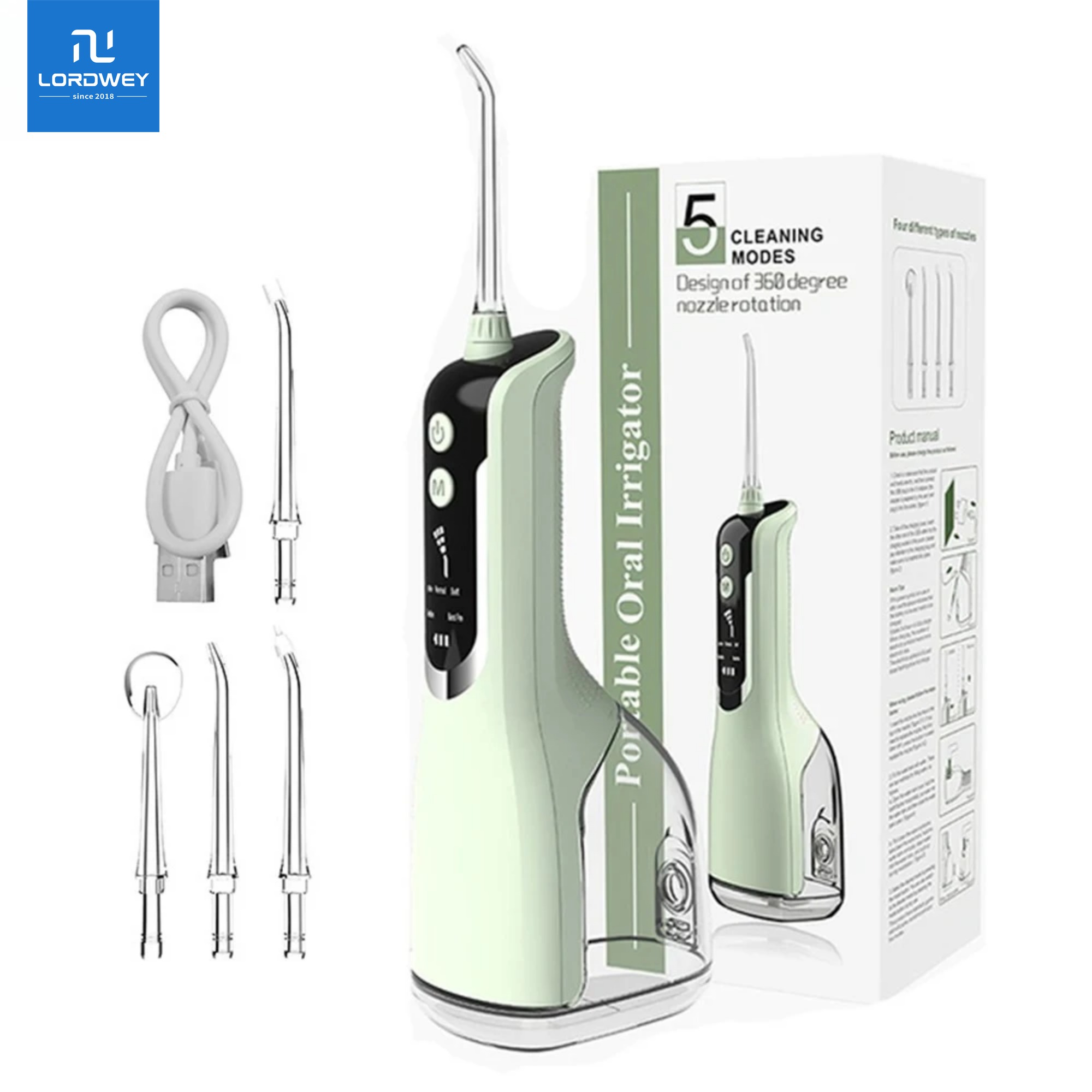LORDWEY | Teeth Oral Irrigator Intelligent Jet Water Flosser Whiten USB Rechargeable 330ml 5mode Waterproof Dental Irrigator ราคา 1,114 บาท*ส่งฟรี