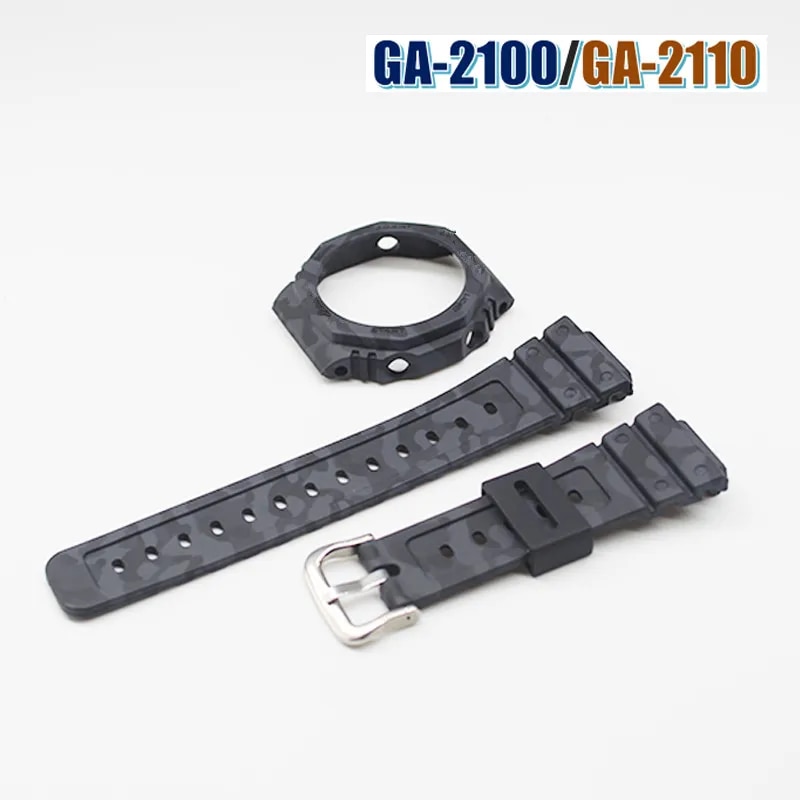 Ngụy trang Watchband dây đeo gờ lắp khung GA-2100/GA-2110 Dây đồng hồ vòng đeo tay Cổ tay Bìa ga2100/ga2110 bảo vệ trường hợp vỏ 2 in1