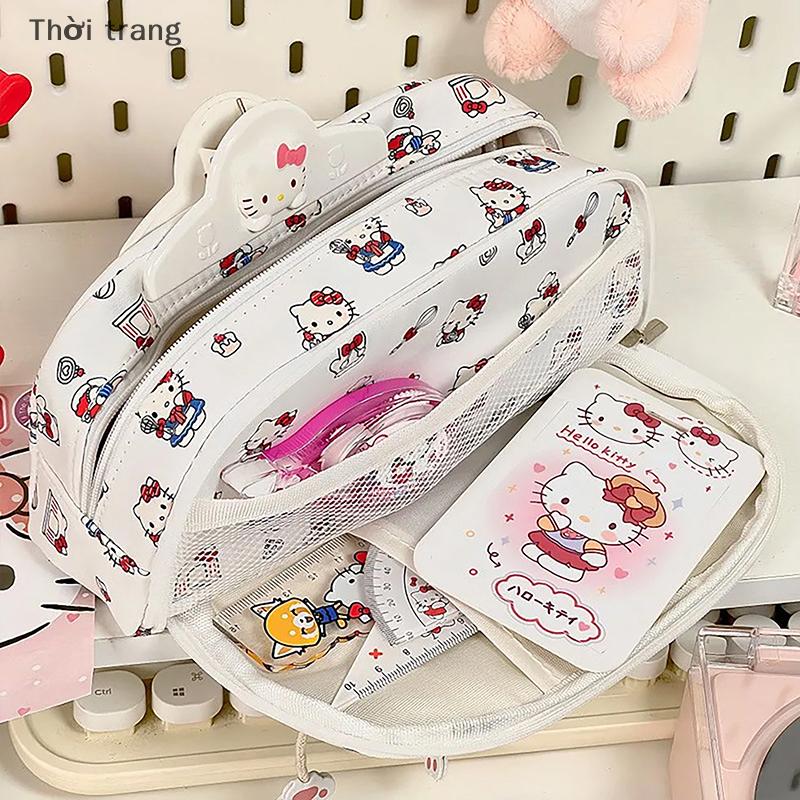 SEHENA Dễ thương dung lượng lớn lưu trữ túi Sanrio Hello Kitty bút chì trường hợp Anime Kawaii pochacco nhiều lớp penbag phim hoạt hình văn phòng phẩm quà tặng