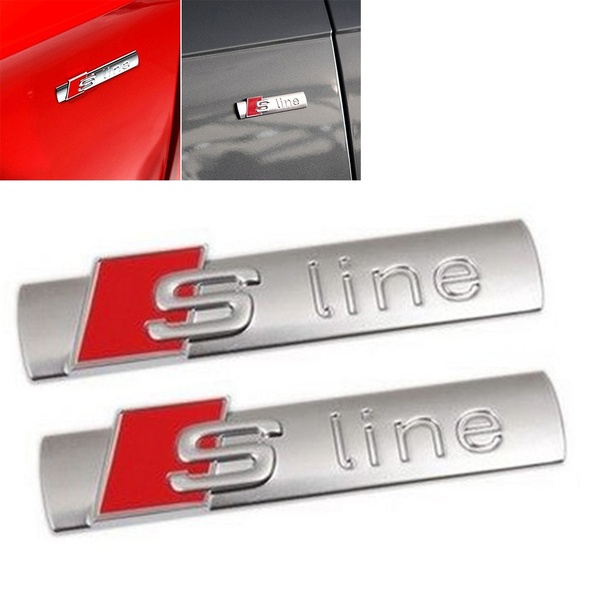 One Pair Universal 3D Zinc Alloy SLINE Car Side Emblem Sticker Decoration for Audi