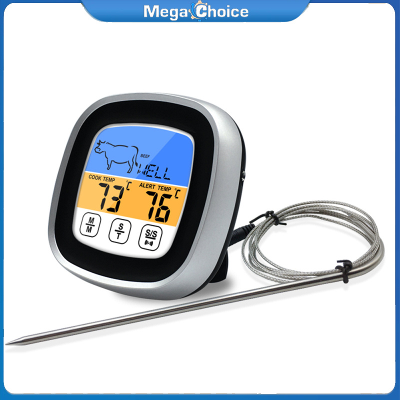 MegaChoice【Fast Delivery】Meat Thermometer Digital Instant Read Meat Thermometer With Touch Screen Probe BBQ Timer For Grill Cooking ราคา 268 บาท*ส่งฟรี