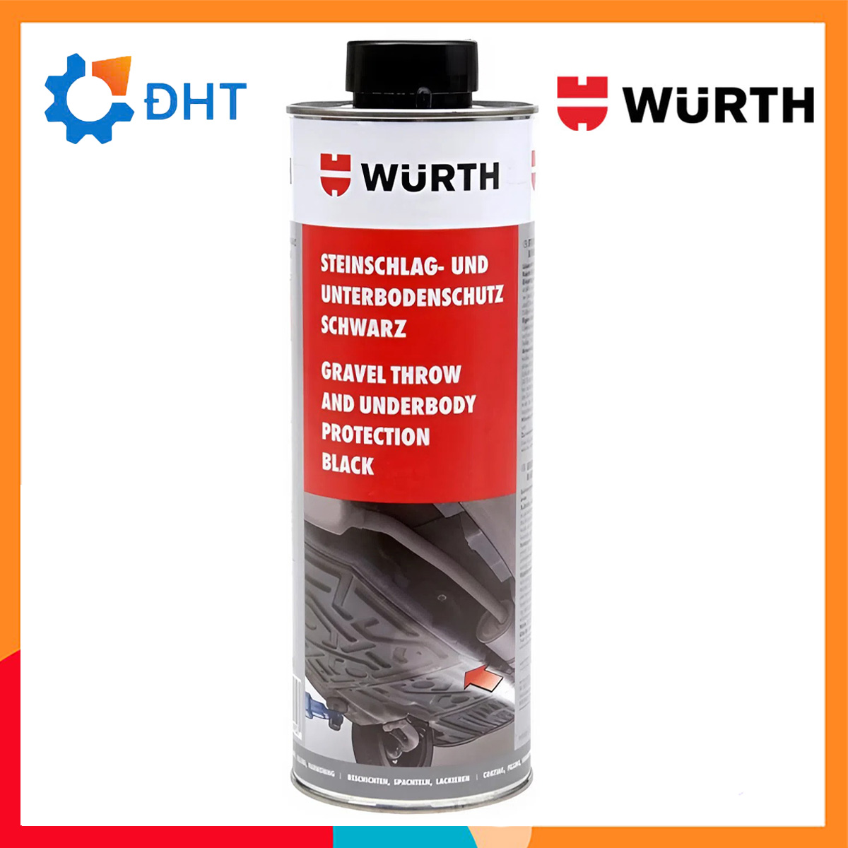Sơn phủ gầm xe màu đen 1L Wurth 0892075200, chống rỉ và chống ồn gầm xe