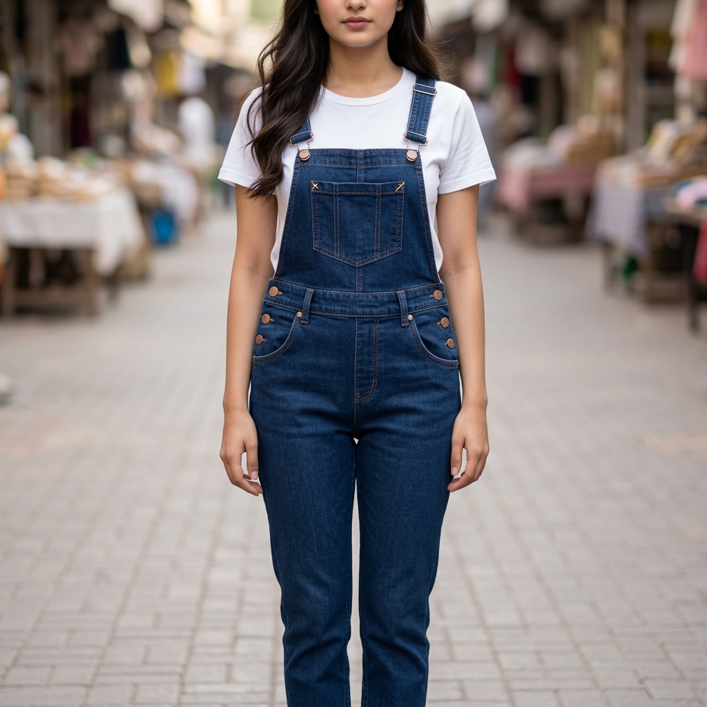 High-Quality Navy Blue Denim Dungaree for Kids – Adjustable Shoulder & Waist, Stylish, Comfortable, All-Season Wear, Perfect for Parties & Events