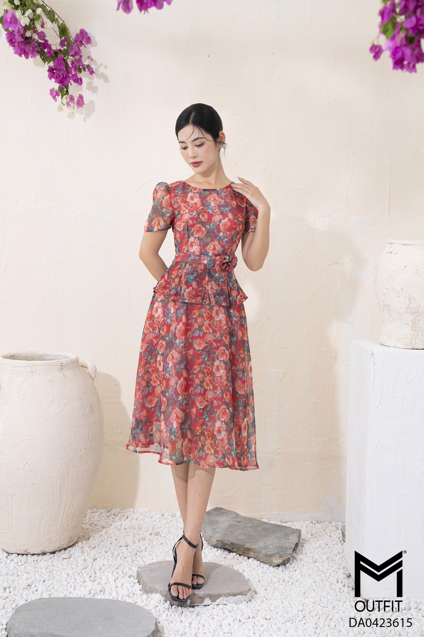 Đầm peplum đính hoa TT