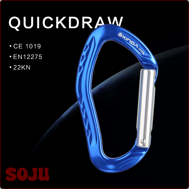 [Soju] Xinda chất lượng chuyên nghiệp 22kn leo núi đá thẳng quickdraw khóa cửa lò xo Xích carabiner 