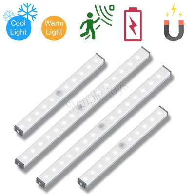 Wireless Motion Sensor LED Light Night Lamp USB Rechargeable Built-in Magnet for Closet/Cabinet/Stairs/Wardrobe/Kitchen/Bed