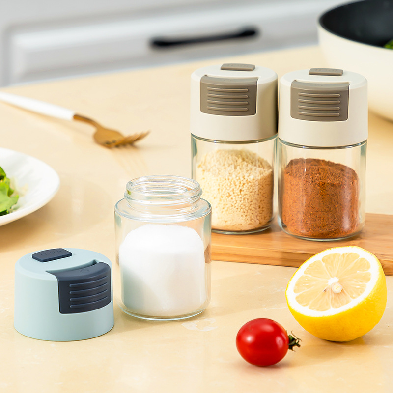 Định lượng chai thủy tinh muối ăn nhà bếp Shaker Tank chống ẩm kín hộ gia đình hộp gia vị k