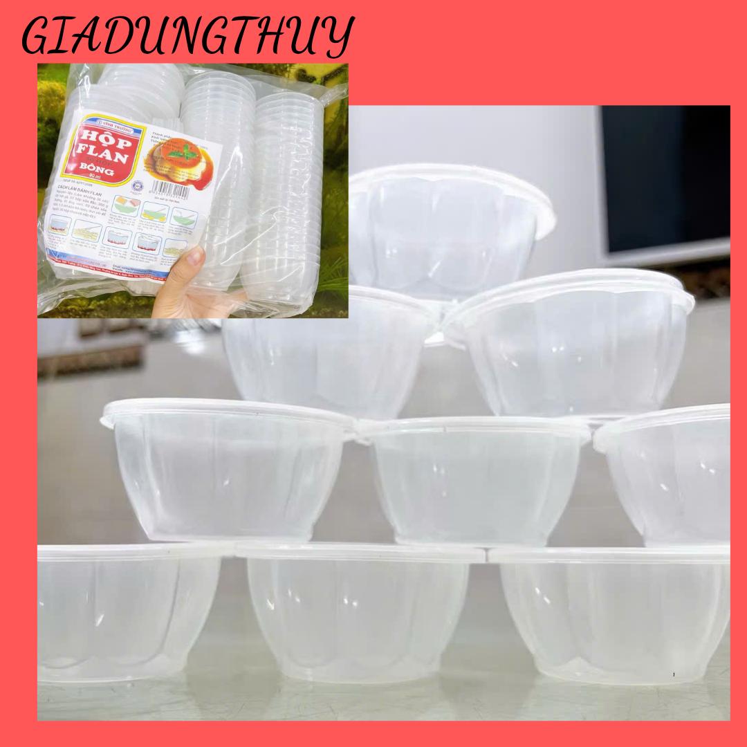 Hộp đựng bánh flan hình Bông hoa có nắp Vĩnh trường 90ml ( 50 hủ ) - Hủ làm bánh flan, Caramen có nắp cao cấp