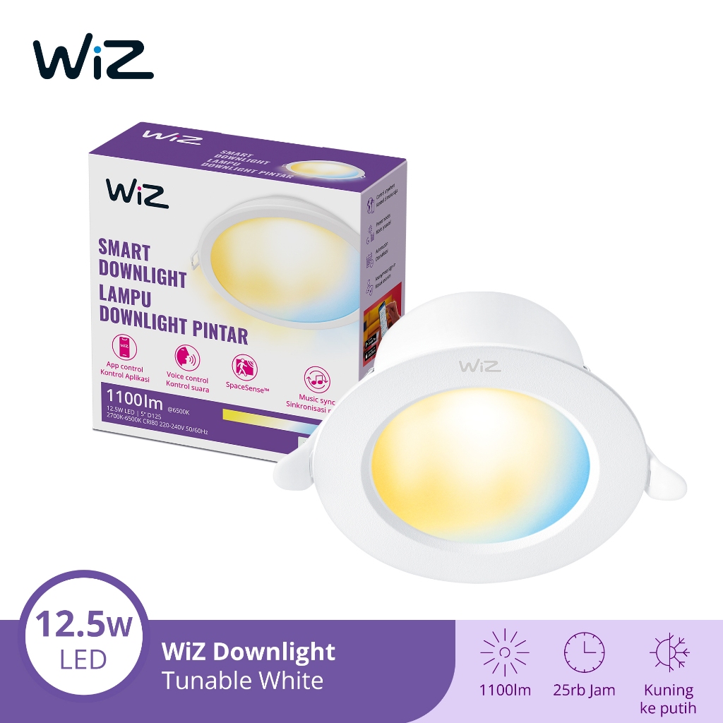 WiZ Lampu Smart LED Plafon Rumah Downlight 125W WiFi Tunable White - Ceiling Plafon Panel