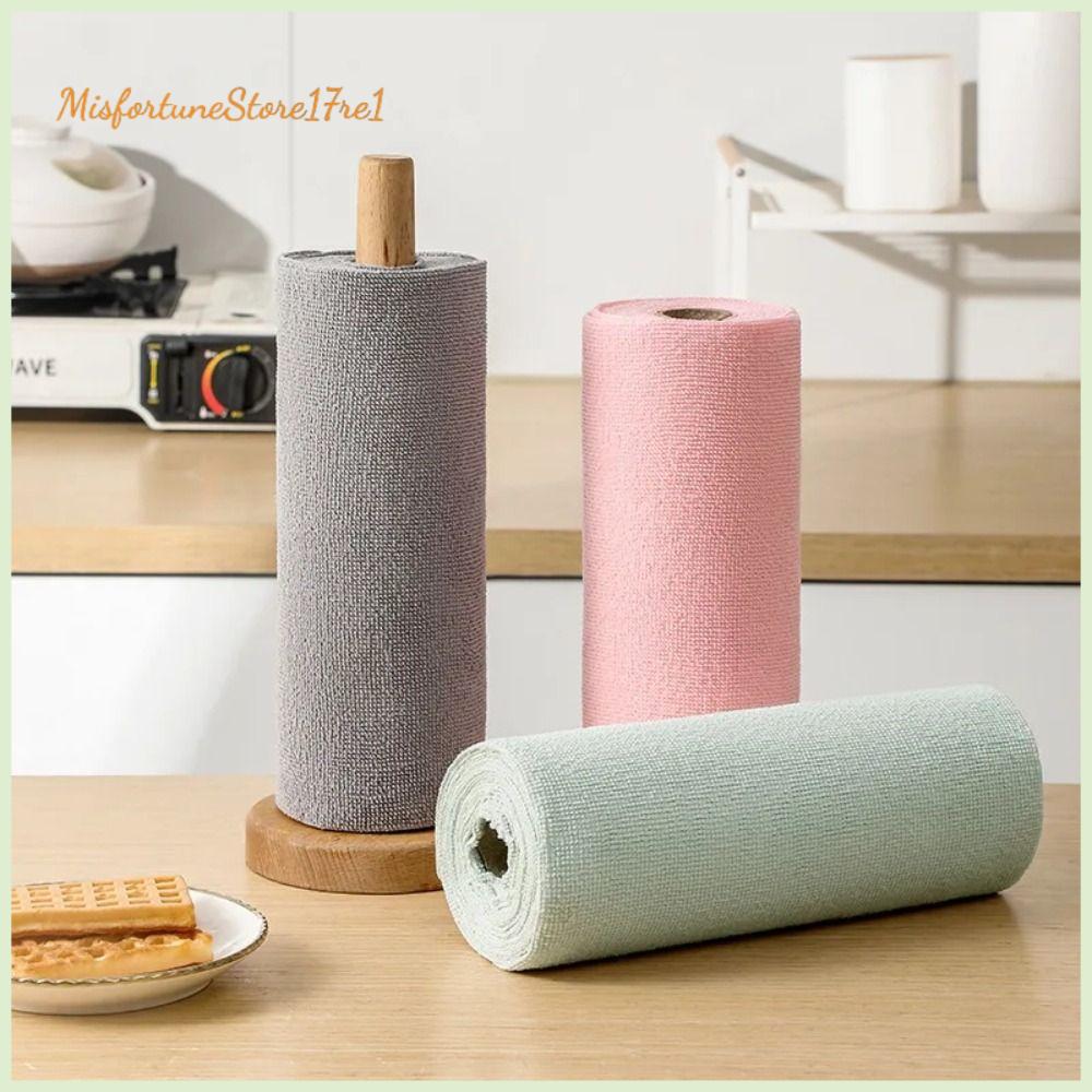 MISFORTUNESTORE17RE1 20PCS/Roll Tái sử dụng Khăn vi sợi Thấm hút Thay thế Giẻ lau đĩa dầu chống dính  Bộ đồ ăn Khăn ăn Khăn lau bát đĩa nhà bếp