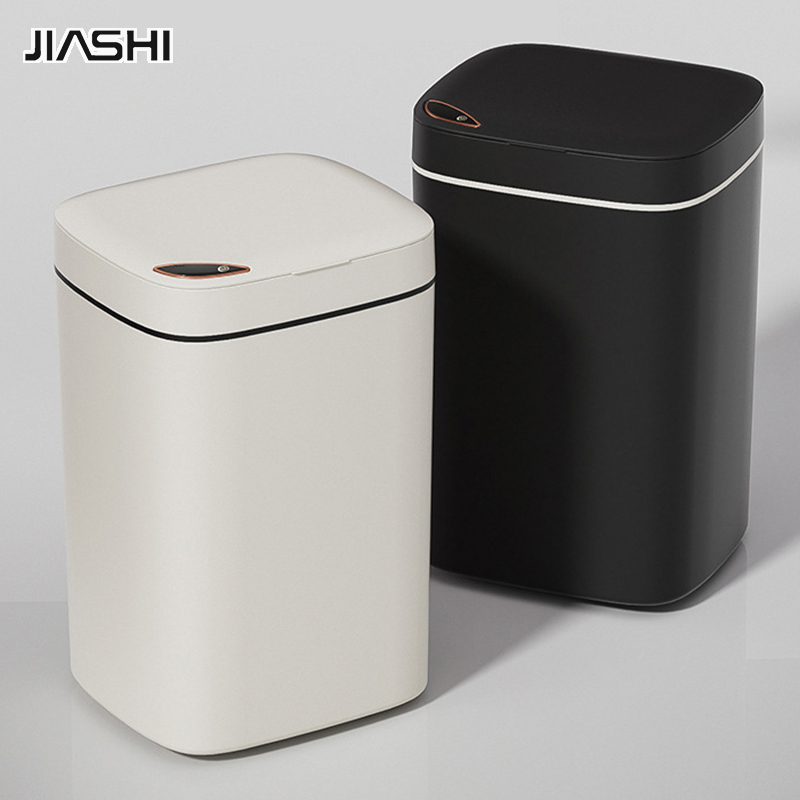 JIASHI Smart trash can for home living room and bathroom touch-free lidded anti-odor automatic sensing trash can ราคา 266 บาท*ส่งฟรี