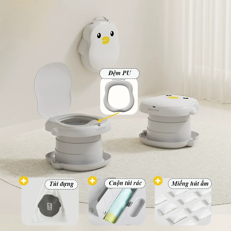 Bô vệ sinh di động đa năng xếp gọn cho bé Babypods tiện lợi khi đi du lịch sử dụng trên xe hơi