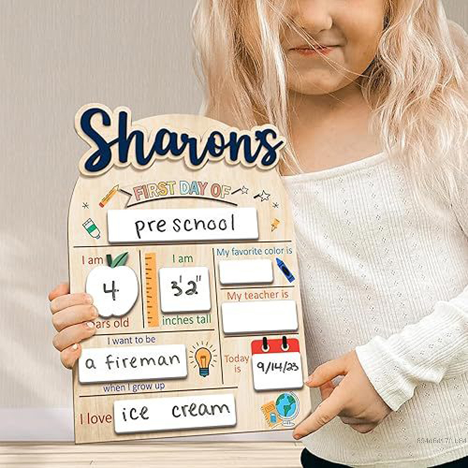 Dấu hiệu Back To School được cá nhân hóa Chất liệu tự nhiên Xyloid cho Ngày đầu tiên Ảnh Prop UT-VN Giá 177,000 Đồng*Miễn phí vận chuyển